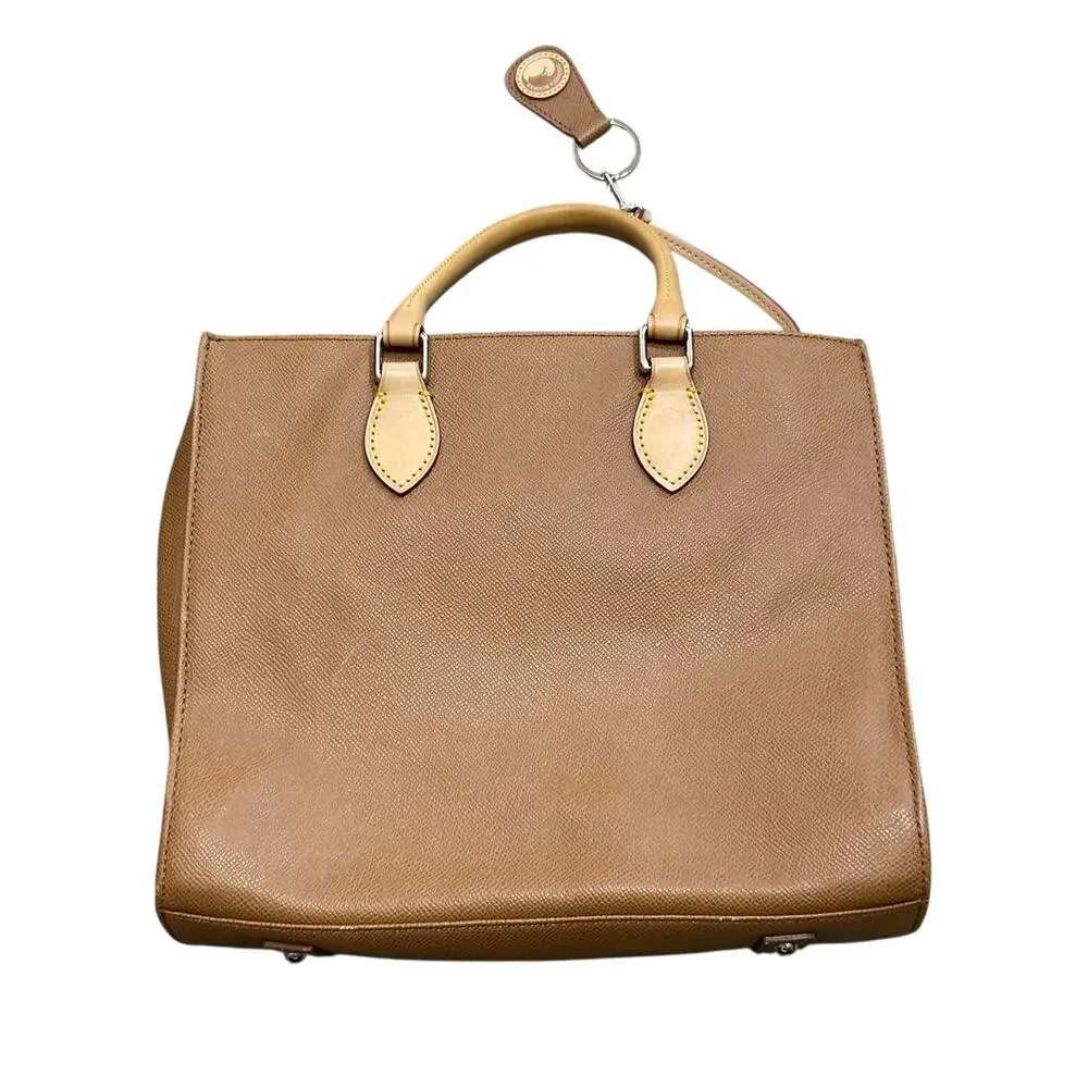 Dooney & Bourke Pebble Leather Janine Handbag Brown Double Handle Designer